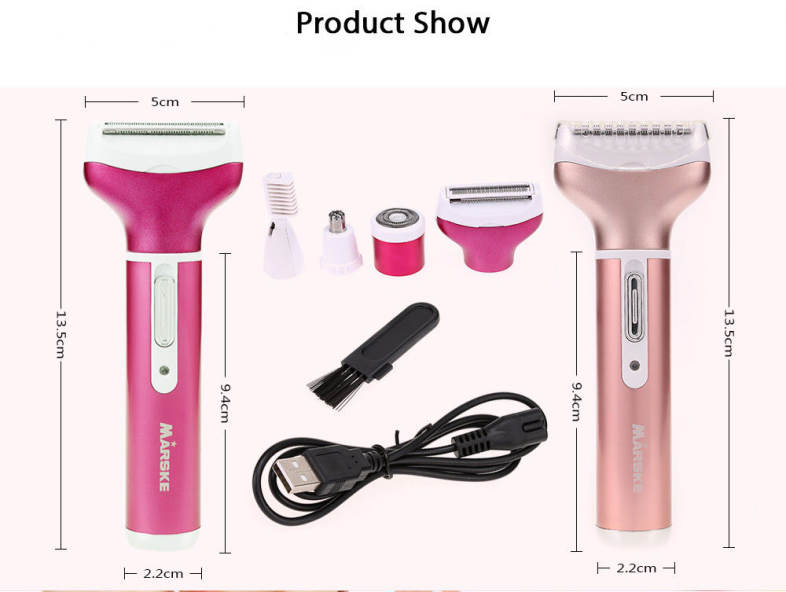 MARSKE 4 in 1 Rechargeable Shaver Epilator Razor Nose Eyebrow Trimmer