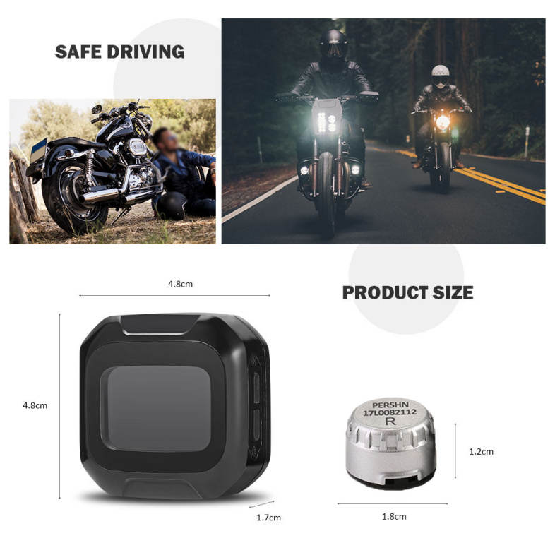 Pershn M3 Motorcycle Tire Pressure Monitoring System with 2 External Sensors  