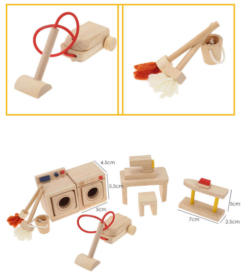 Kids Utility Room Children Miniature Home Educational Toys Wooden Furniture 