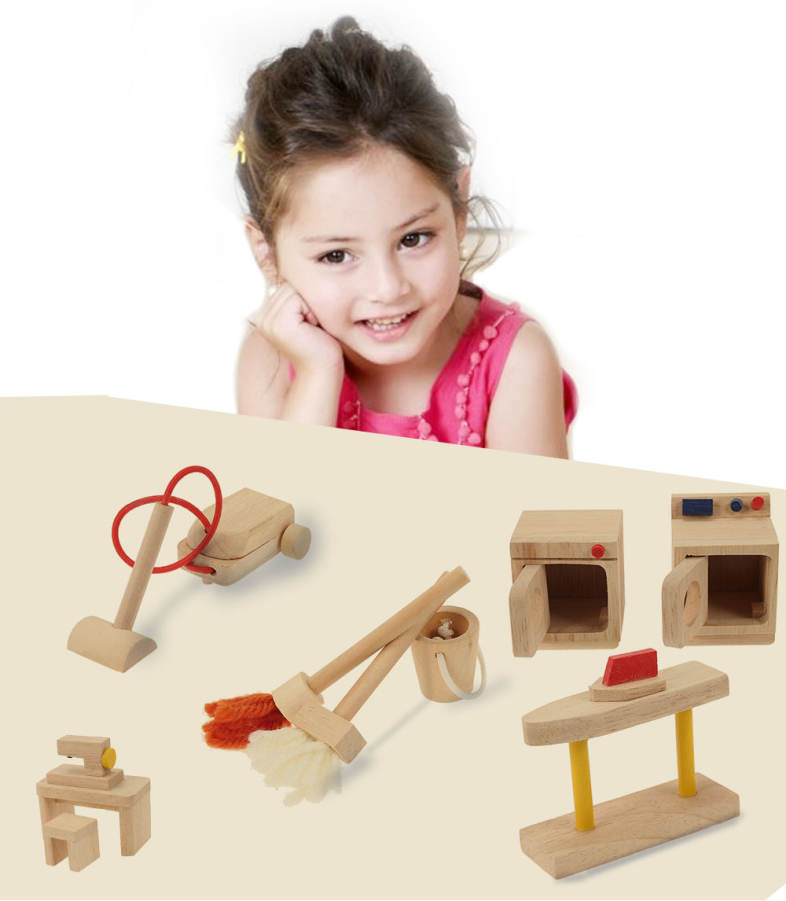 Kids Utility Room Children Miniature Home Educational Toys Wooden Furniture 