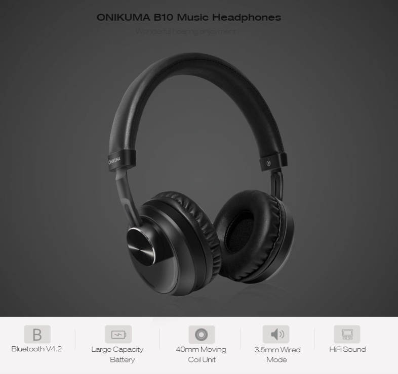 ONIKUMA B10 HD Stereo Music Headphones with Built-in Microphone 3.5MM Wired Earphone 