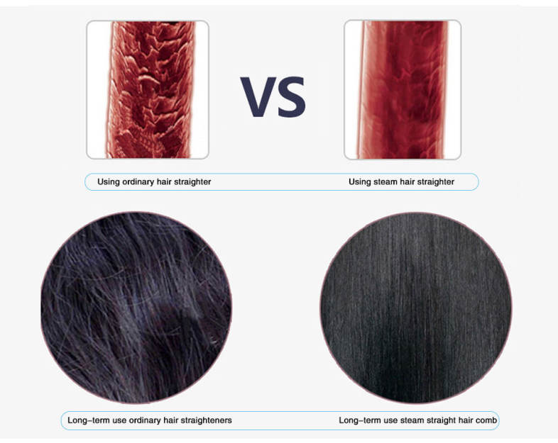 Ceramic Hair Straightener Brush Comb Hairbrush Straightening Steam Styler 