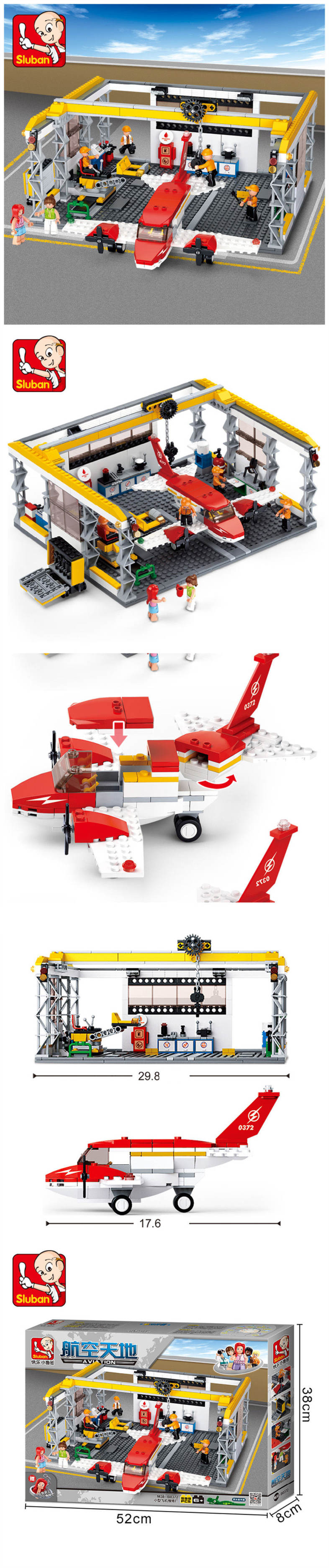 Sluban Building Blocks Educational Kids Toy Aircraft Hanger of Aviation 599PCS