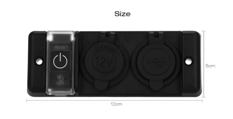 WUPP Multi-function Switch Panel with Power Socket for Marine Boat Car RV Vehicle Truck Red LED 