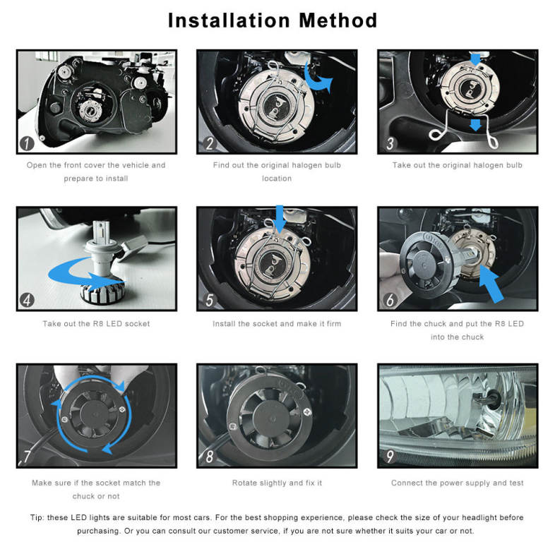 LS01 - R8 9012 / HIR2 Automobile LED Headlight 100W 10000lm 