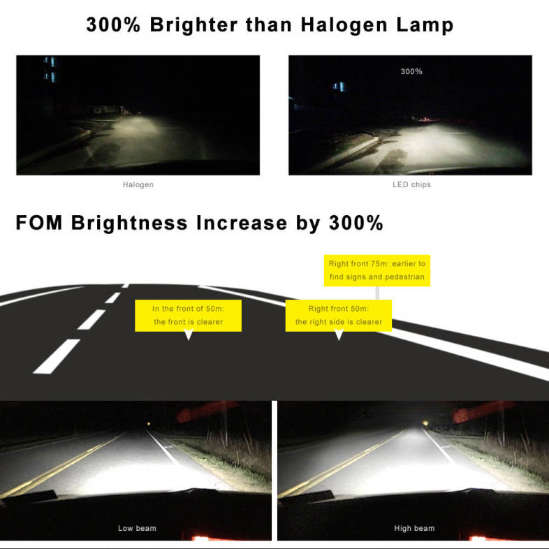 LS01 - R8 9012 / HIR2 Automobile LED Headlight 100W 10000lm 
