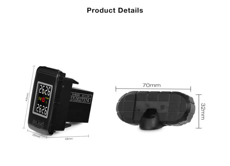 Pershn U912 TPMS Car Tire Pressure Monitoring System with 4 Internal Sensors for Honda 