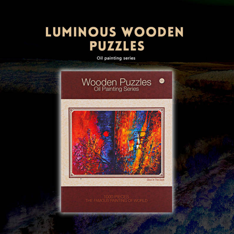1000pcs Wooden Luminous Puzzles Oil Painting Series Sunset Scene Educational Toys