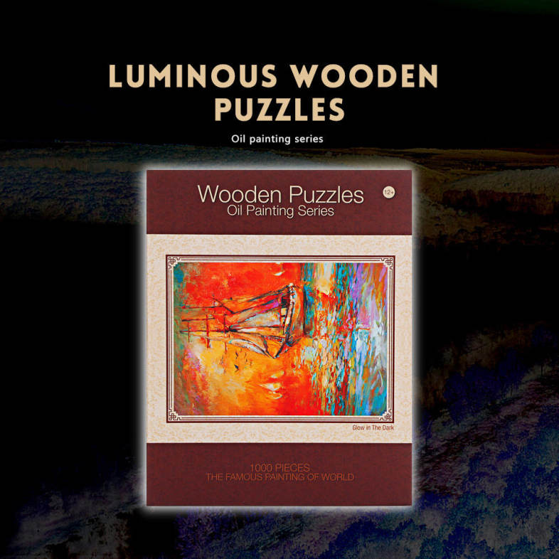 1000pcs Luminous Wooden Puzzles Oil Painting Series Plain Sailing Educational Toys
