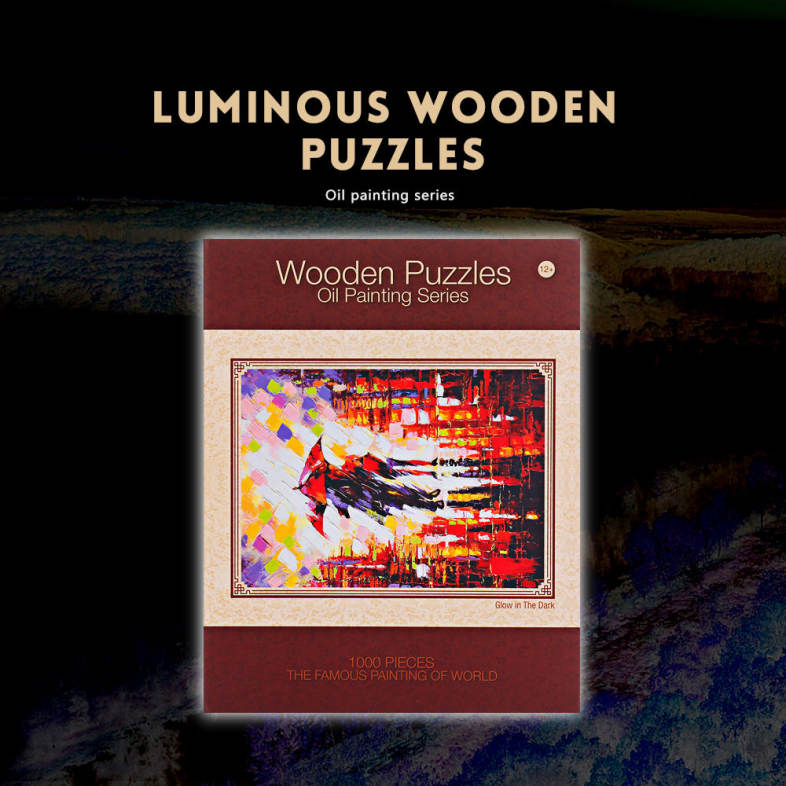 1000pcs Luminous Wooden Puzzles Oil Painting Series Rainy Scene Educational Toys