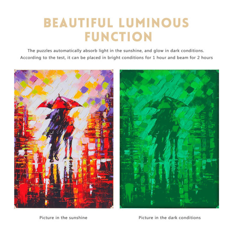 1000pcs Luminous Wooden Puzzles Oil Painting Series Rainy Scene Educational Toys
