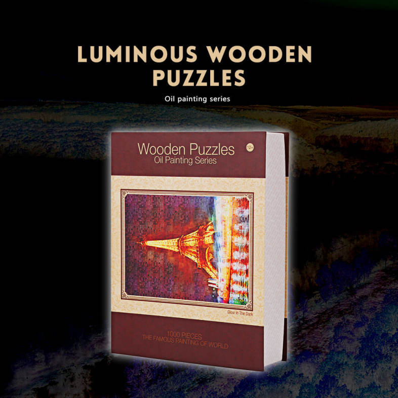 1000pcs Luminous Wooden Puzzles Oil Painting Series Tower Educational Toys