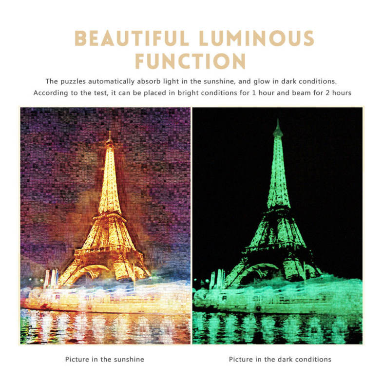 1000pcs Luminous Wooden Puzzles Oil Painting Series Tower Educational Toys