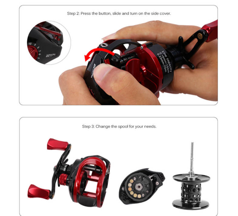 Tsurinoya XF - 50 6.6:1 Two Model Left / Right Hand Metal Deep Spool Optional 9   1BB Water Drop Wheel Bait Casting Fishing Reel