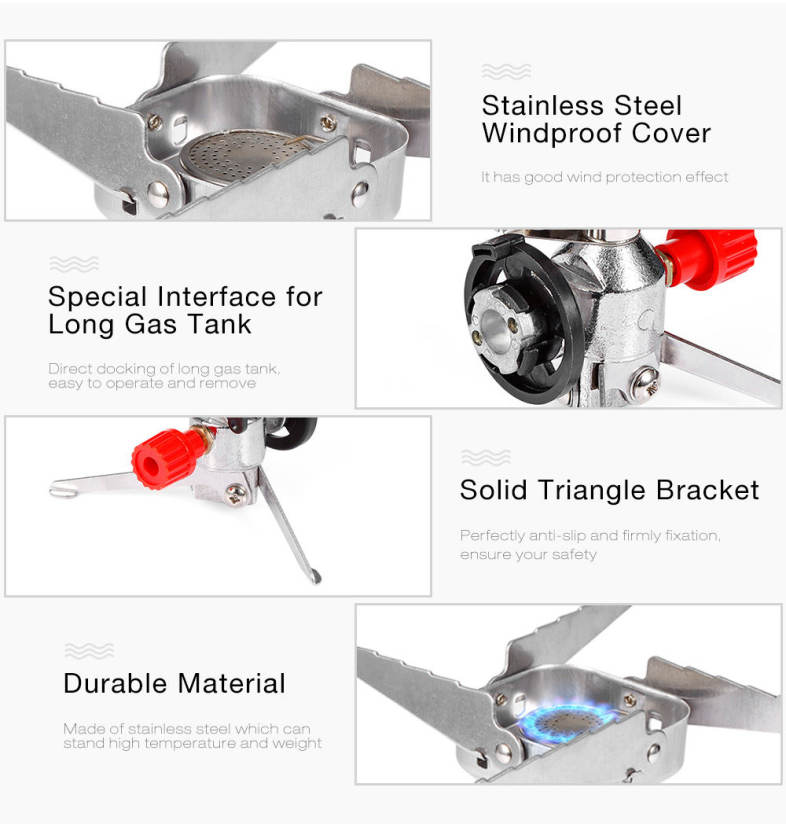 Mini Pocket Outdoor Cooking Burner Folding Backpacking Gas Stove