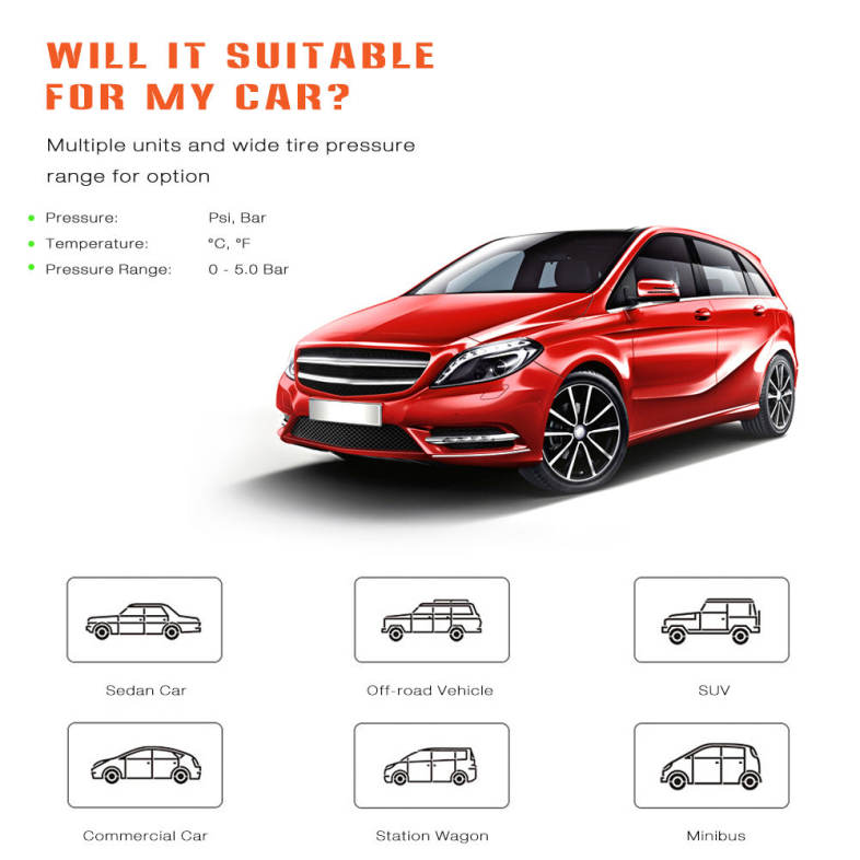 ZEEPIN C220 Solar Powered TPMS Car Tire Pressure Monitor System Voice Broadcast 4 External Sensors