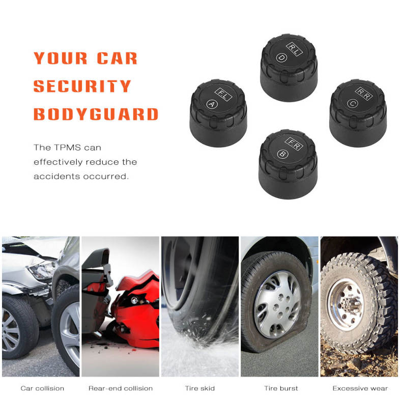 ZEEPIN C220 Solar Powered TPMS Car Tire Pressure Monitor System Voice Broadcast 4 External Sensors