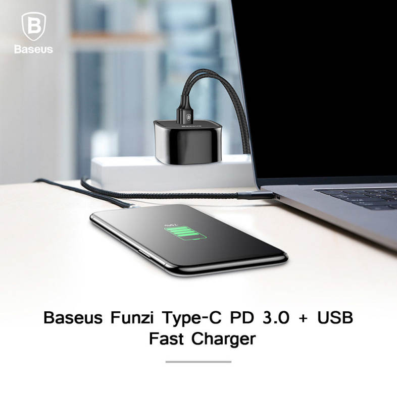 Baseus Funzi Type-C PD 3.0   USB Fast Charger Portable Indicator Light PC ABS 5V / 1A 30W