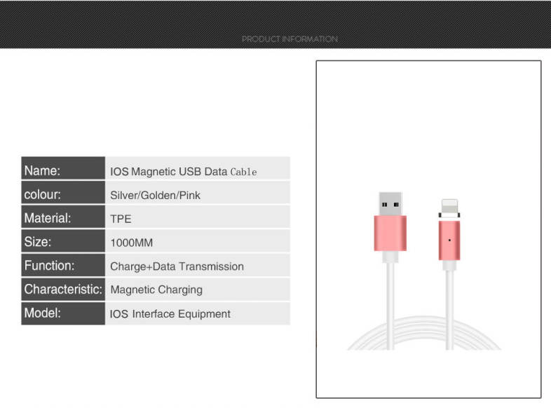 B5I iPhone Mobile Lightning Phone Magnetically Charged Data Cable Dual Data 2.1A TPE Material