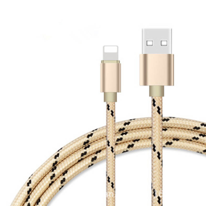 For iPhone Lightning Cable to USB Cable Gold Cord -Sync apple iOS iPhone Charging Charger Cable For iPhone 7/SE/6s/6/ 5/