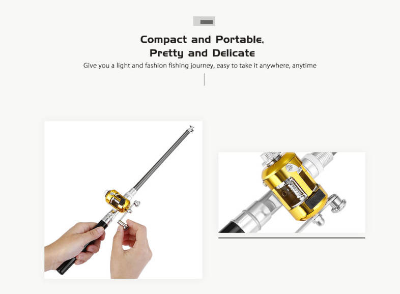 Pen Shape Portable Aluminum Alloy Fishing Rod Mini Fish Pole Reel Combos
