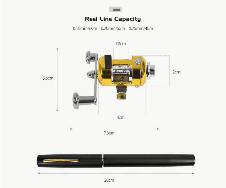 Pen Shape Portable Aluminum Alloy Fishing Rod Mini Fish Pole Reel Combos