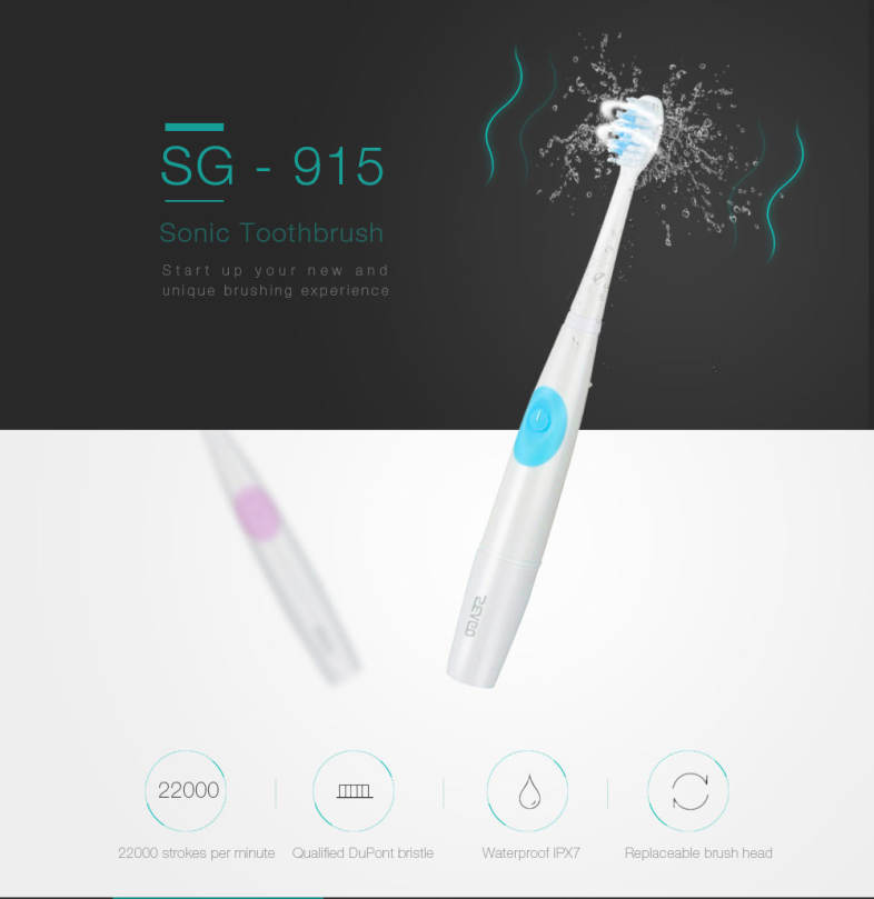 SEAGO SG - 915 Sonic Toothbrush Dental Safeguards Oral Health Care Cleaning Tools with Replaceable Brush Head