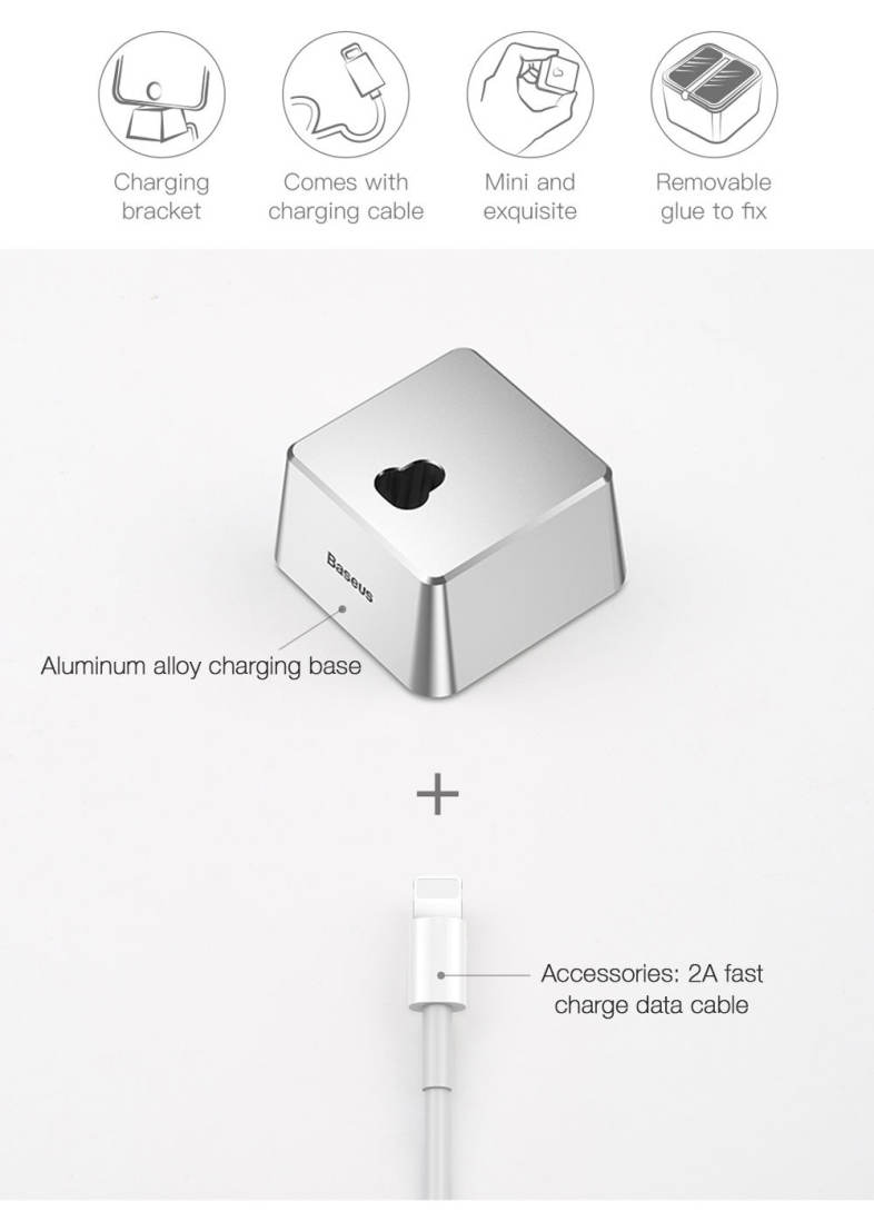 Baseus Quadrate Desktop Bracket 5V / 2A Aluminum Alloy Oxidation for iPhone