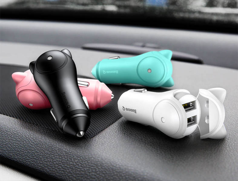 Baseus BSQC - 01 Adorkable Fast Car Charger Double USB Output 5V / 3A Fireproof ABS 