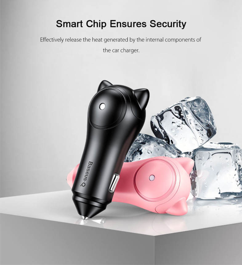 Baseus BSQC - 01 Adorkable Fast Car Charger Double USB Output 5V / 3A Fireproof ABS 