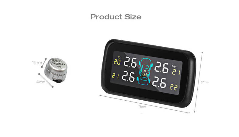 Pershn U903 TPMS Tire Pressure Monitoring System with Four External Sensors 