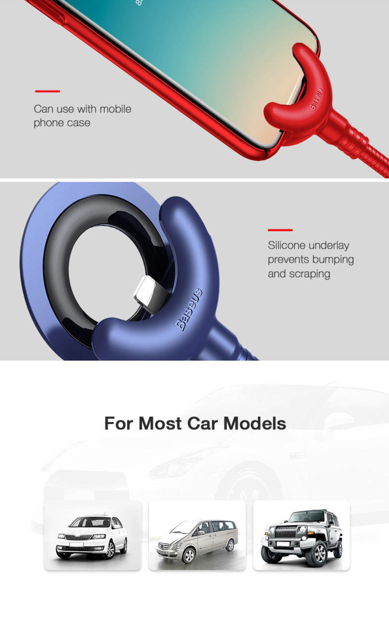 Baseus O-type Car Mount Cable 2.1A 0.8M ABS PC for iPhone