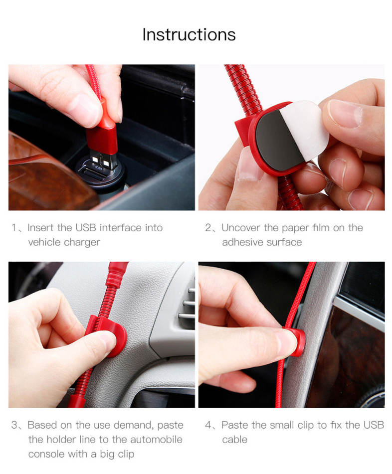 Baseus O-type Car Mount Cable 2.1A 0.8M ABS PC for iPhone
