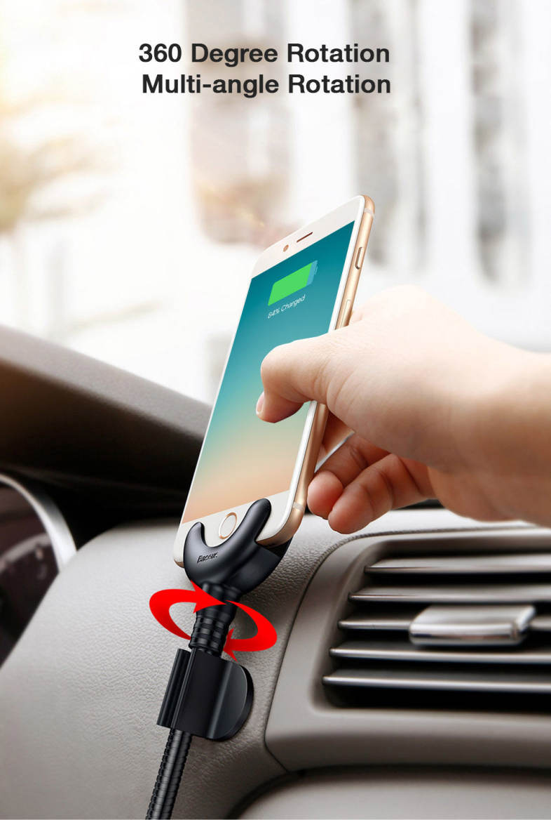 Baseus O-type Car Mount Cable 2.1A 0.8M ABS PC for iPhone