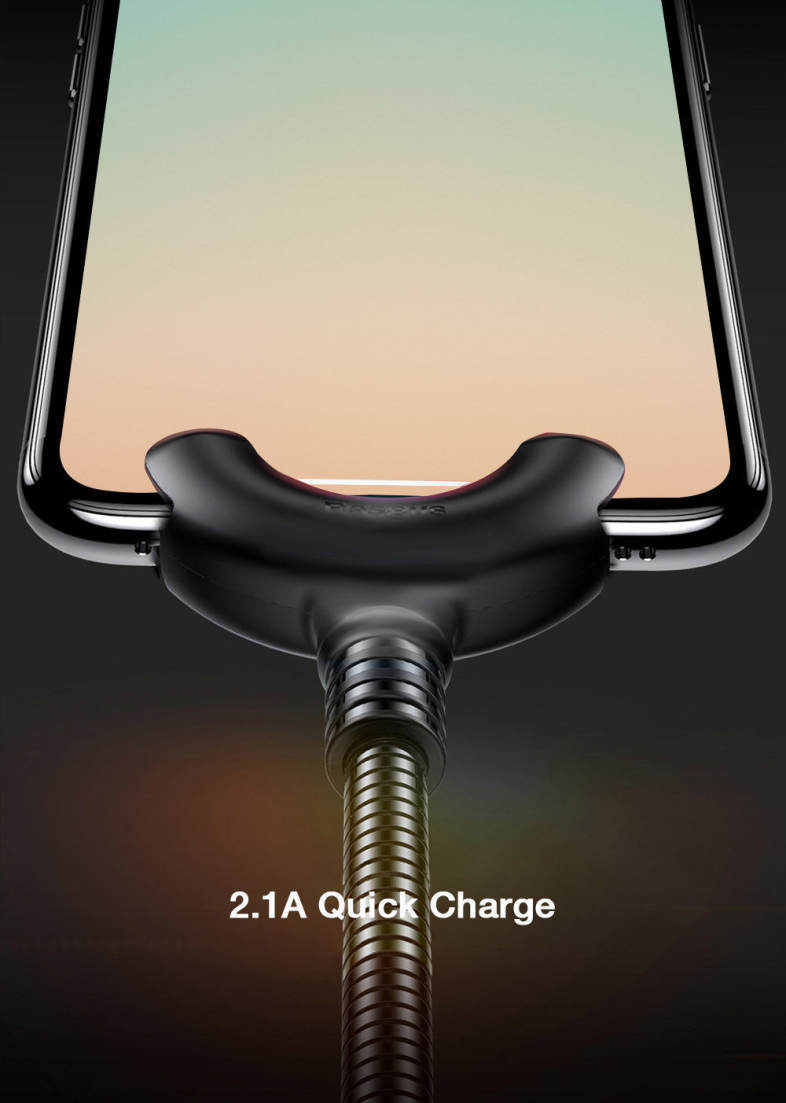Baseus O-type Car Mount Cable 2.1A 0.8M ABS PC for iPhone