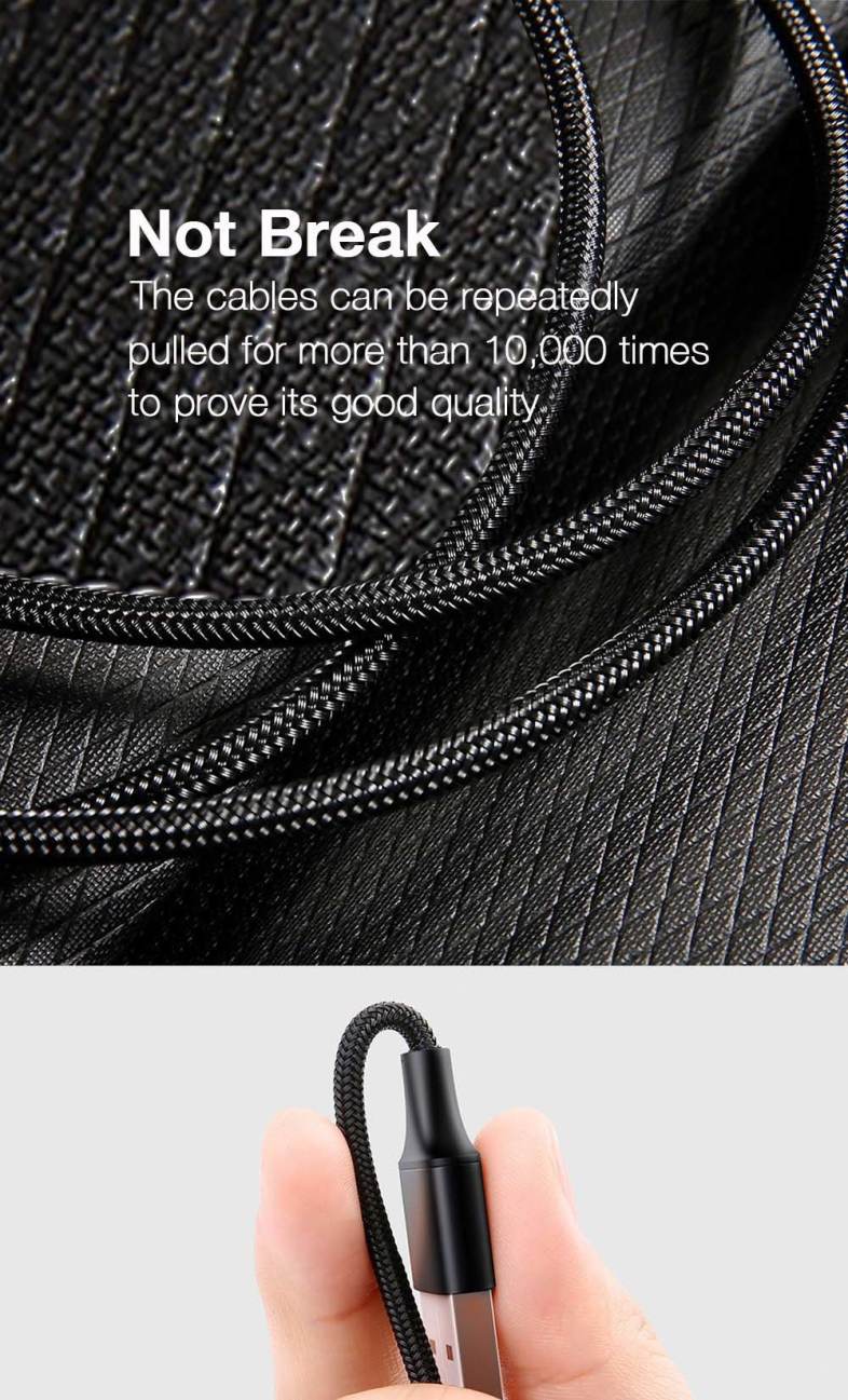 Baseus O-type Car Mount Cable 2.1A 0.8M ABS PC for iPhone