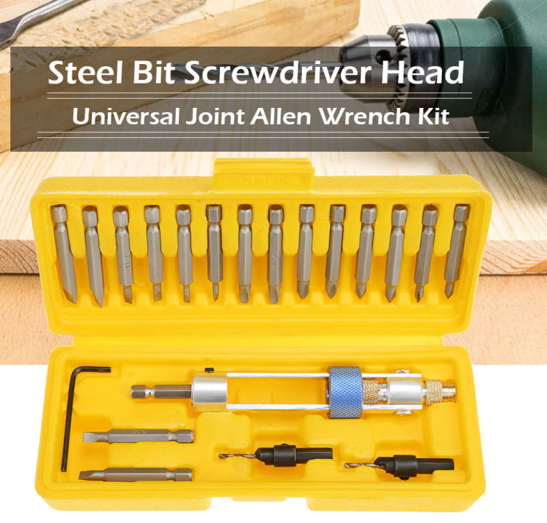 Half Time Drill Driver Steel Bit Double Use Screwdriver Head Universal Joint Kit