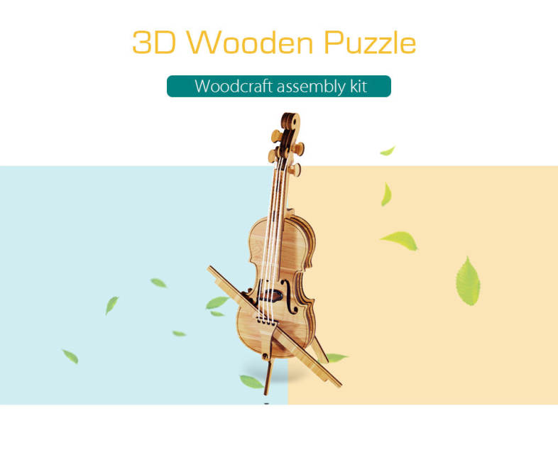 Educational Toys Woodcraft Assembly Kit 3D Wooden Puzzle - Violin