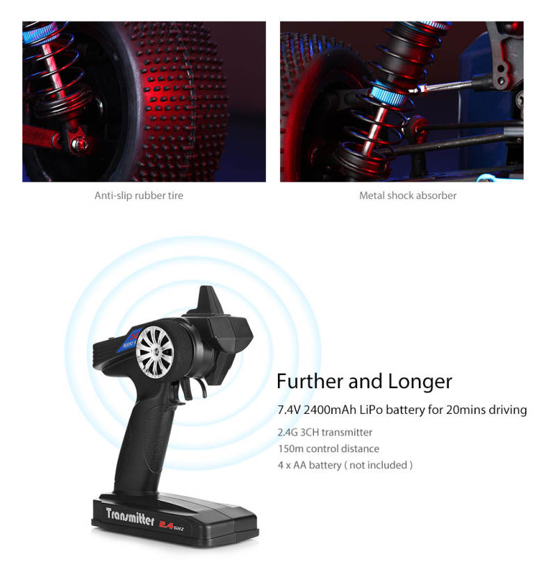 1:10 4WD Off-road RC Truck RTF 3650 3300KV Brushless Motor / 45A Splash-proof ESC / 3.5kg Standard Servo 