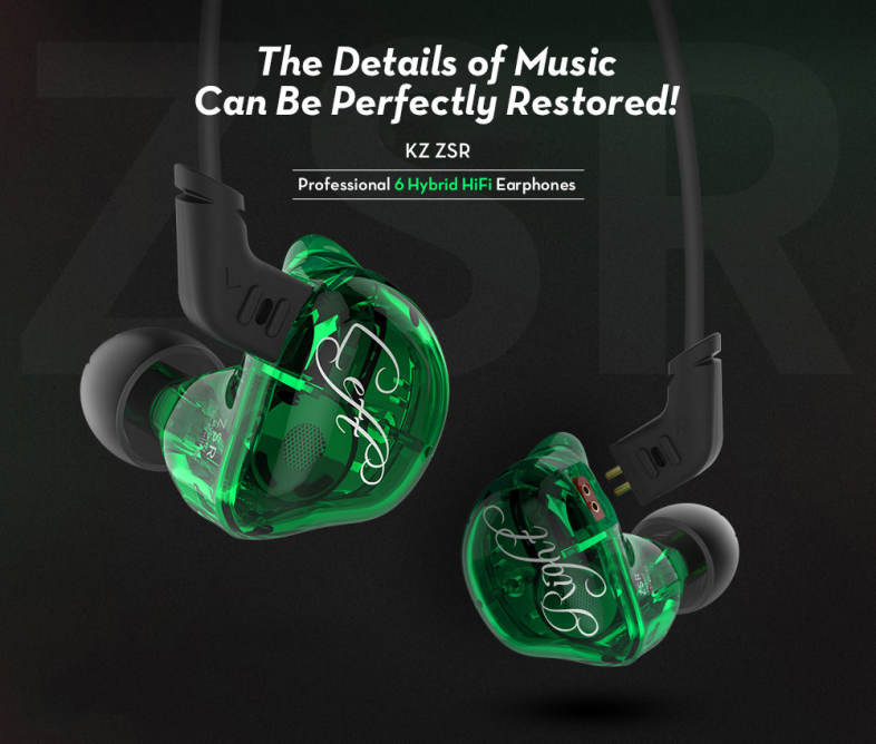 KZ ZSR Hybrid Earphones Balanced Armature with Dynamic In-ear Earbuds
