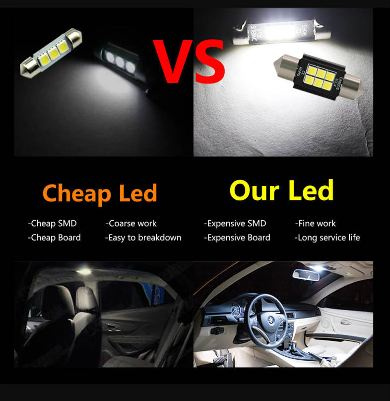 2PCS 36mm Festoon 3030 OSRAM 6SMD LED Dome Door Map Trunk Light Canubs No Error