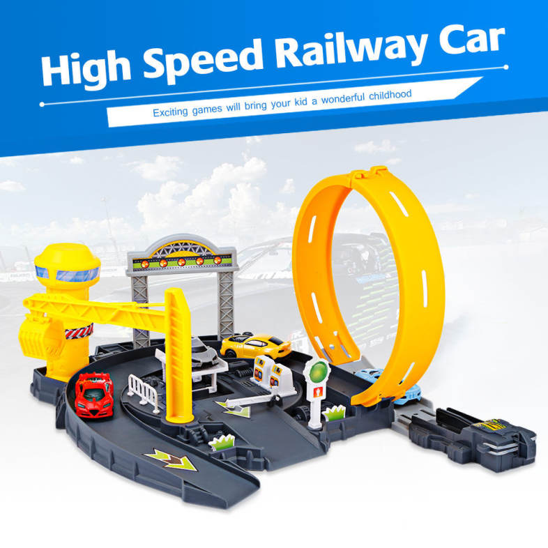 P872 - A Kids Railway Car Play Set Parking Toys Model Building Kits