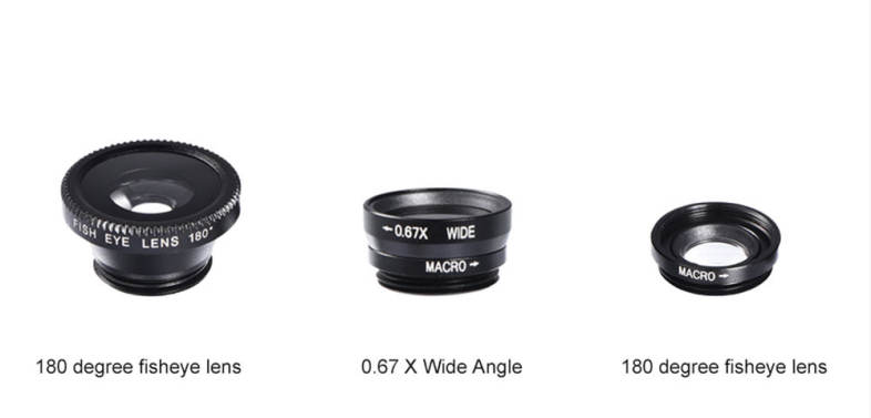 Universal 3 in 1 Wide Angle Macro Fisheye Mobile Phone Lenses Kit with Clip Fish Eye Lens