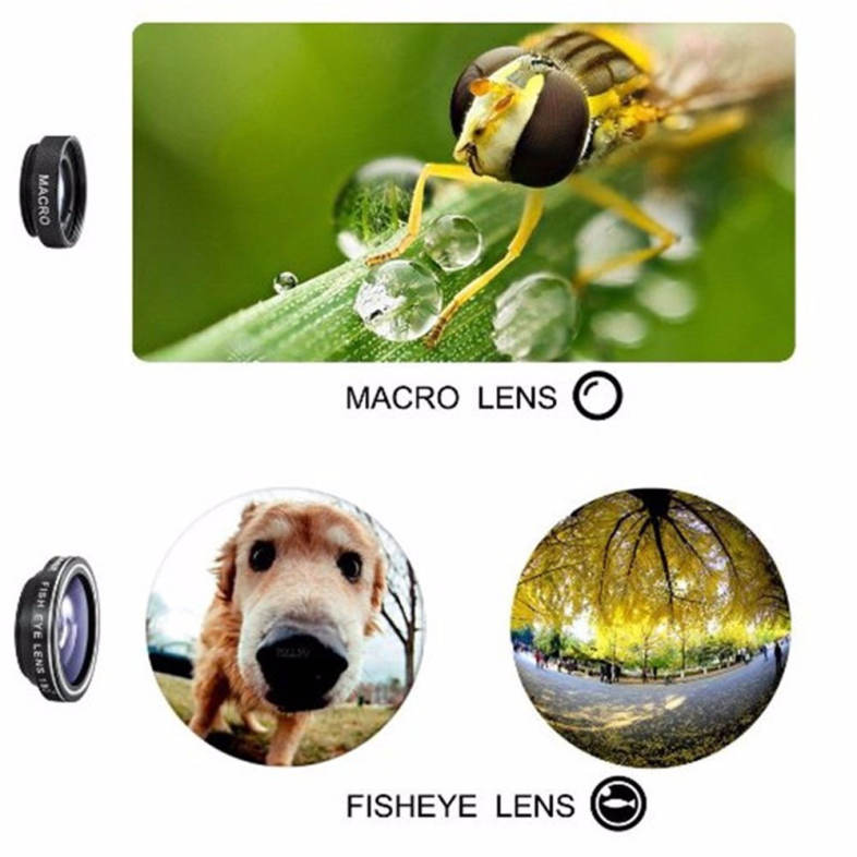 Universal 3 in 1 Wide Angle Macro Fisheye Mobile Phone Lenses Kit with Clip Fish Eye Lens