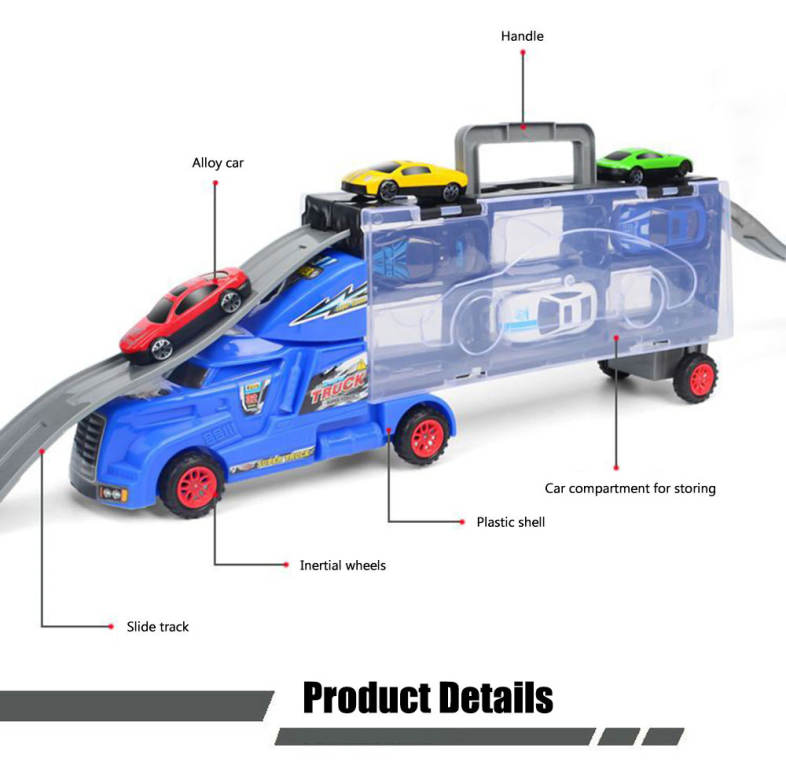 Advanced Portable Large Container Truck Kids Alloy Trailer with 6 Cars