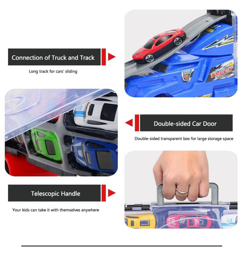 Advanced Portable Large Container Truck Kids Alloy Trailer with 6 Cars