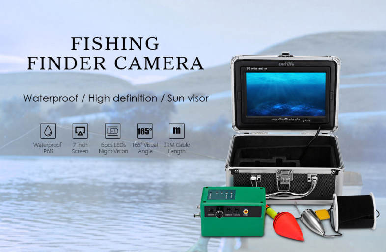 Outlife F005ME - 20M 21M 1000TVL Underwater LED Fish Finder Video Fishing Camera with Sun Visor