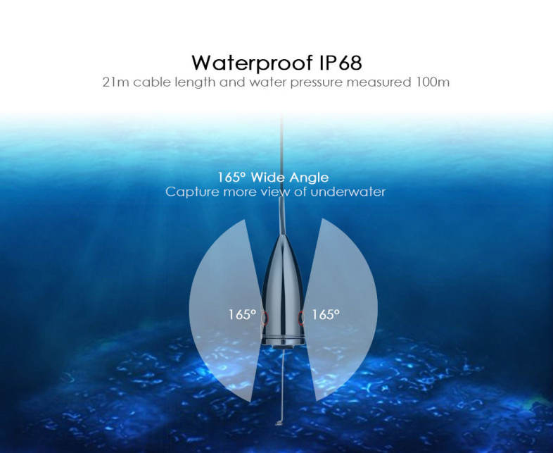 Outlife F005ME - 20M 21M 1000TVL Underwater LED Fish Finder Video Fishing Camera with Sun Visor
