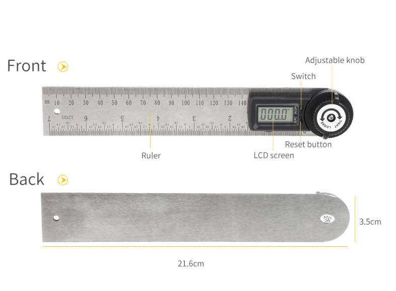 Stainless Steel Digital Display Angle Scale Ruler Measuring Tool