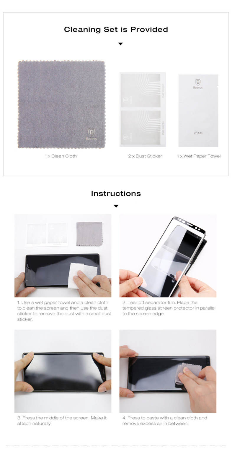 Baseus 0.3mm Full-screen Arc-surface Tempered Glass Film for Samsung Galaxy S9 